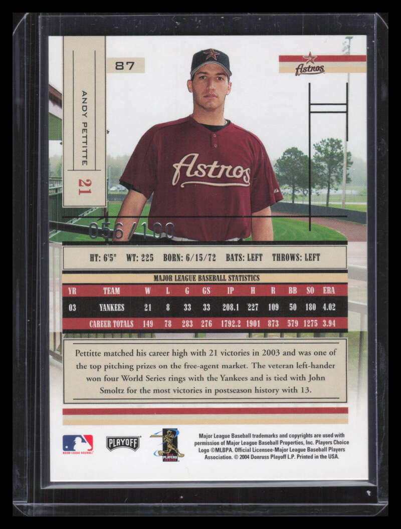 2004 Absolute Memorabilia Spectrum Silver 87 Andy Pettitte 56/100