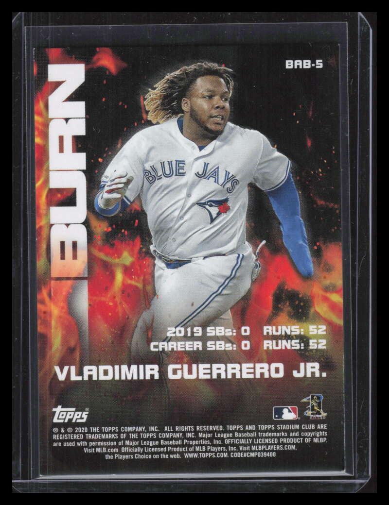 2020 Stadium Club Bash and Burn Black bab5 Vladimir Guerrero Jr. 49/99