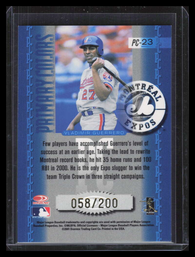 DELETE 151188 2001 Donruss Elite Primary Colors Blue pc23 Vladimir Guerrero 58/200