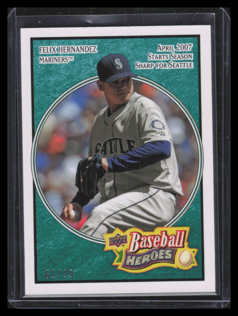 2008 Upper Deck Heroes Sea Green 153 Felix Hernandez 61/99