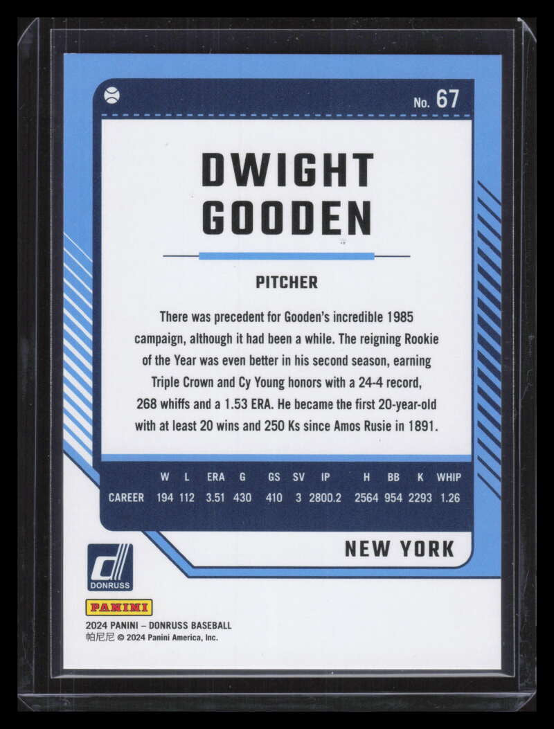 2024 Donruss On Fire 67 Dwight Gooden 15/75