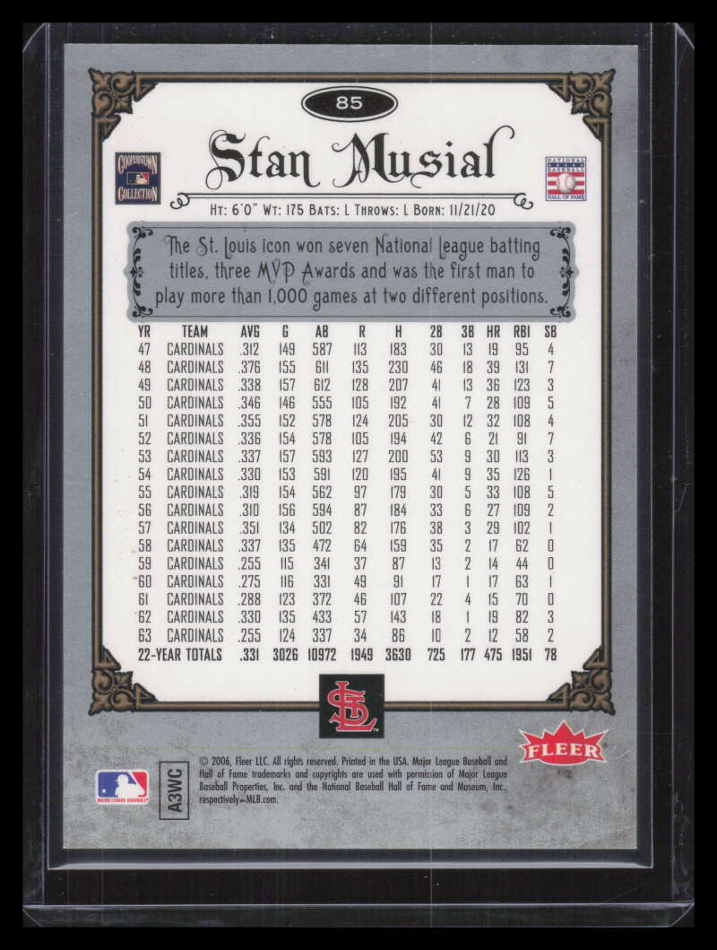 2006 Greats of the Game Copper 85 Stan Musial 54/299