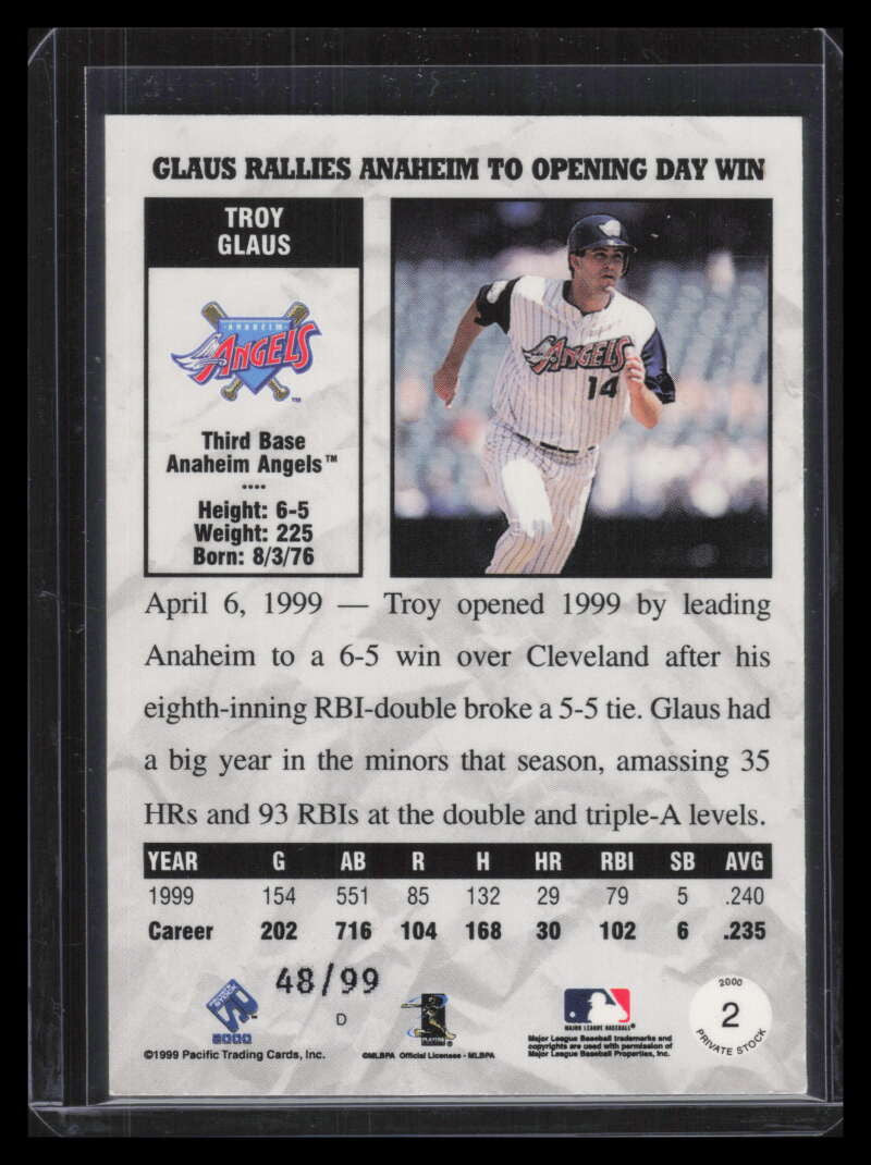 2000 Private Stock Gold Portraits 2 Troy Glaus 48/99