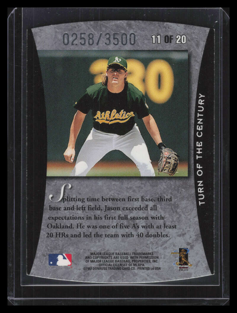 1997 Donruss Elite Turn of the Century Die Cuts 11 Jason Giambi 258/500