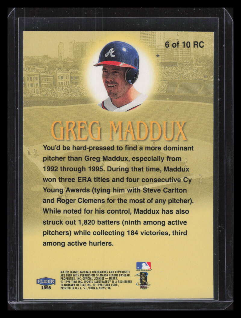 1998 Sports Illustrated Then and Now Road to Cooperstown rc6 Greg Maddux