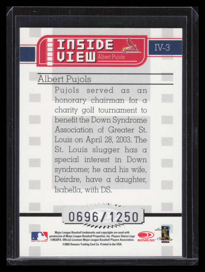 2004 Donruss Inside View 3 Albert Pujols 696/1250