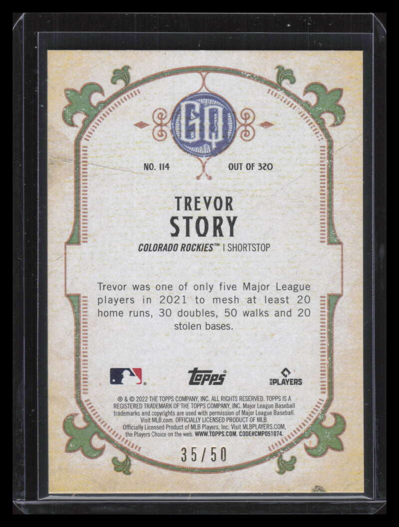 2022 Topps Gypsy Queen Chrome Gold Refractor 114 Trevor Story 35/50