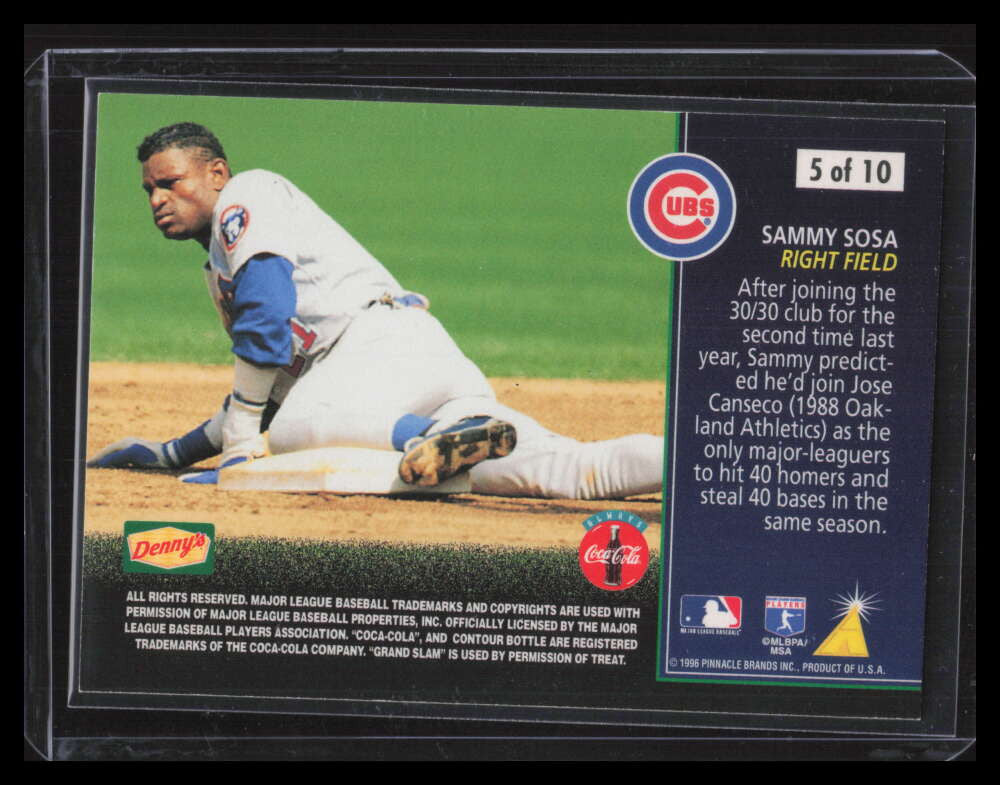 1996 Denny's Holograms Grand Slam Artist's Proofs 5 Sammy Sosa