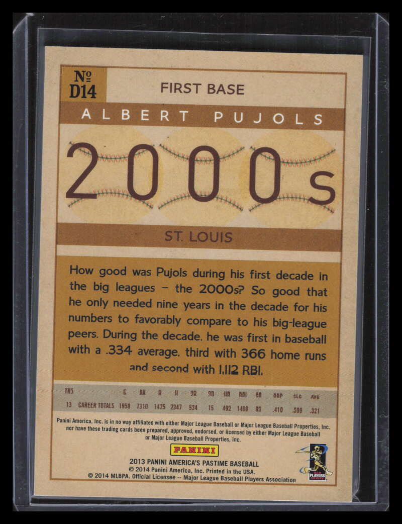 2013 Panini America's Pastime Decades 14 Albert Pujols 83/125