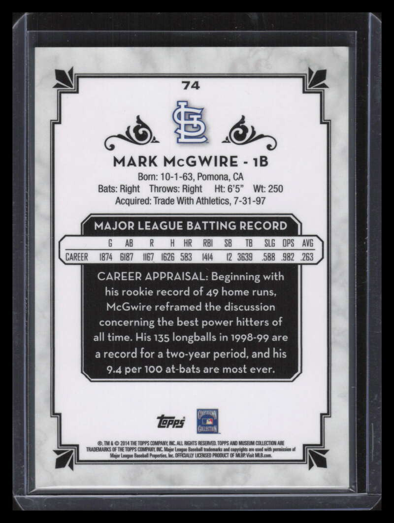 2014 Topps Museum Collection Green 74 Mark McGwire 43/199