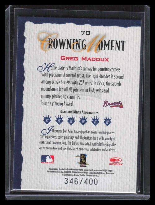 2002 Diamond Kings Silver Foil 70 Greg Maddux 346/400