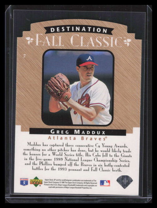 1995 SP Championship Fall Classic Die Cuts 7 Greg Maddux