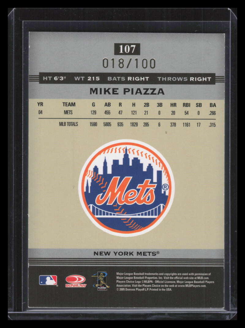 2005 Donruss Greats Gold HoloFoil 107 Mike Piazza 18/100