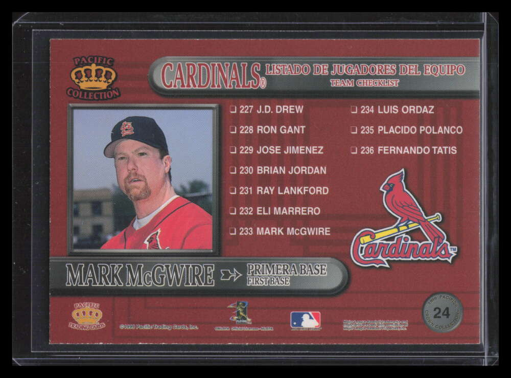 1999 Pacific Crown Collection Team Checklists 24 Mark McGwire