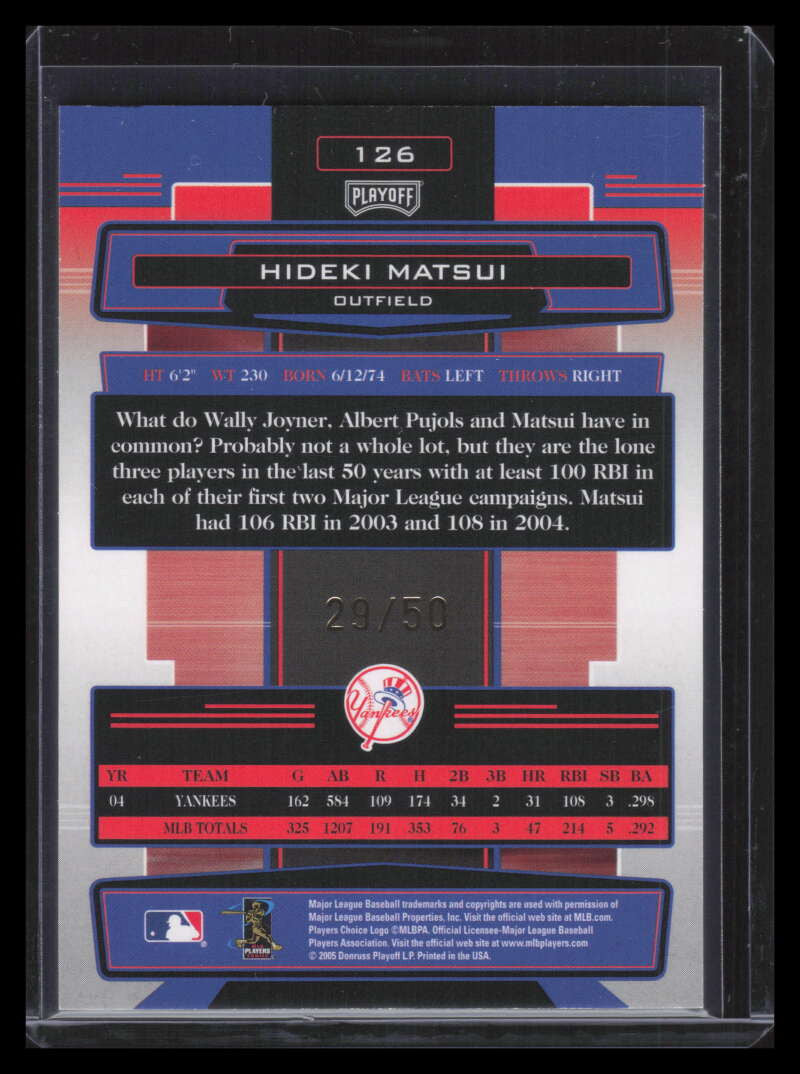 2005 Absolute Memorabilia Spectrum Gold 126 Hideki Matsui 29/50