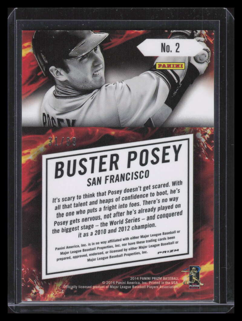 2014 Panini Prizm Fearless Prizms Purple 2 Buster Posey 31/99