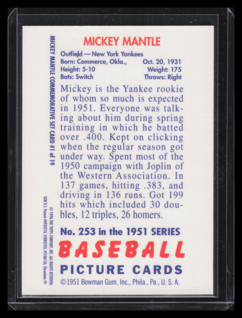1997 Topps Mantle Finest 1 Mickey Mantle 1951 Bowman 140261