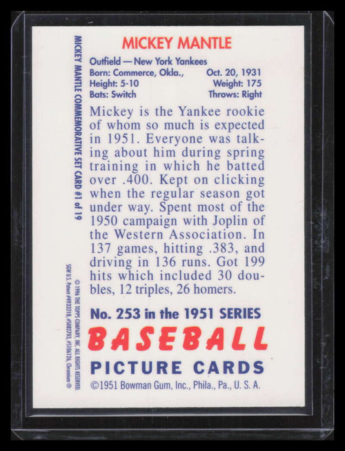 1996 Topps Mantle Finest 1 Mickey Mantle 1951 Bowman 140268