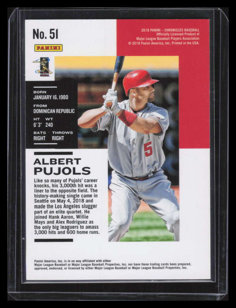 2018 Panini Chronicles Blue 51 Albert Pujols 40/49