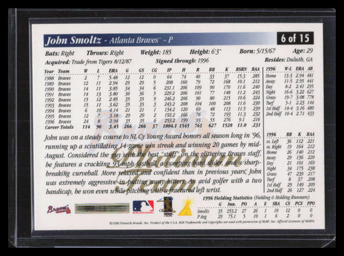 1997 Braves Score Platinum 6 John Smoltz 140285