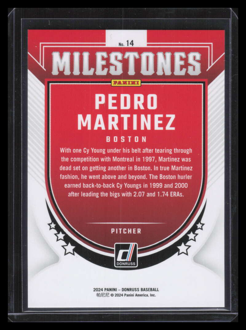 2024 Donruss Milestones Orange Ice 14 Pedro Martinez 28/75