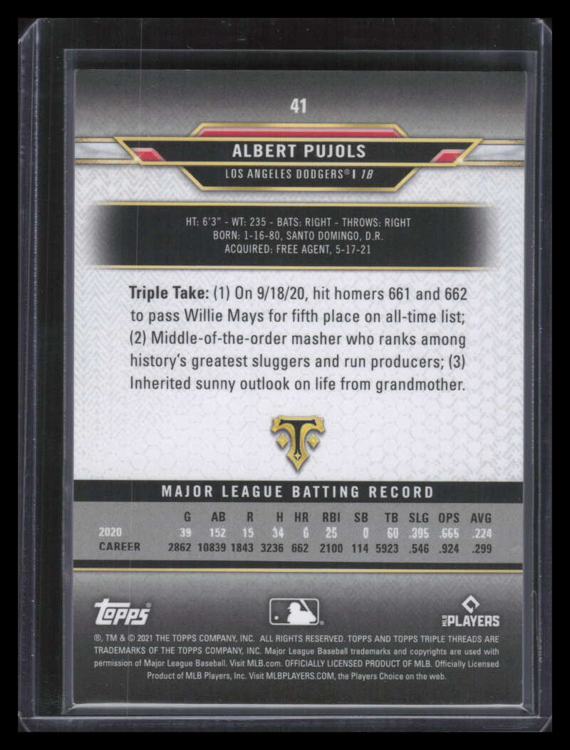 2021 Topps Triple Threads Gold 41 Albert Pujols 98/99