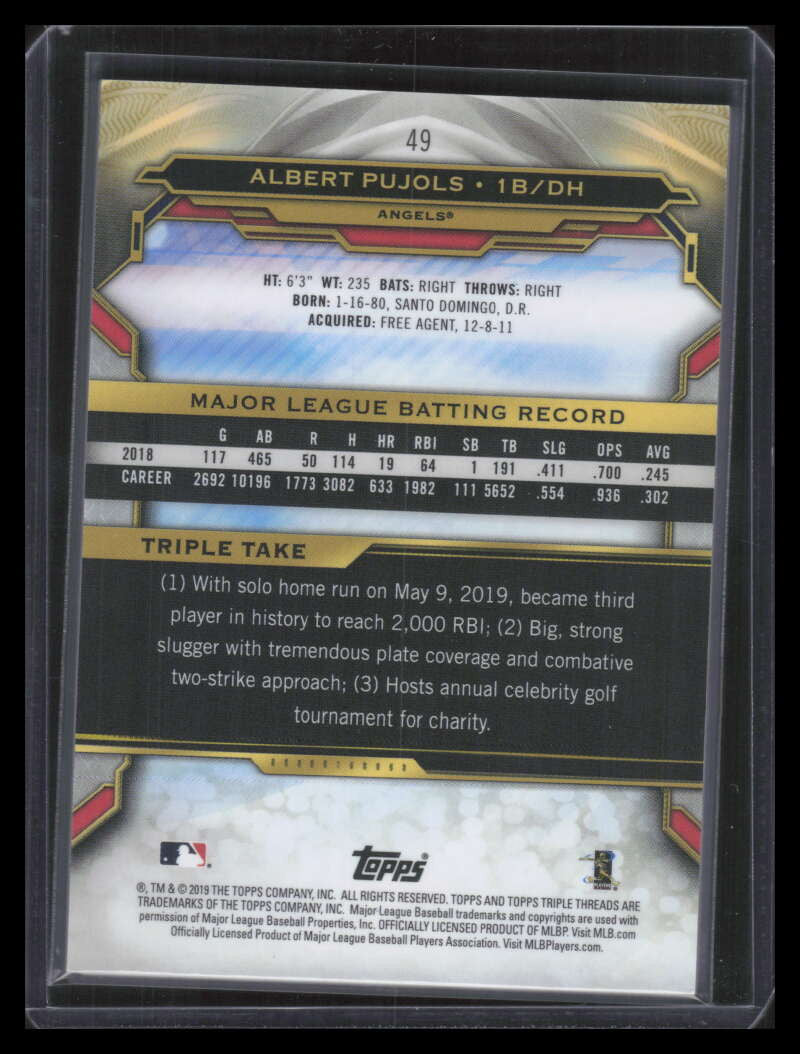 2019 Topps Triple Threads Gold 49 Albert Pujols 84/99