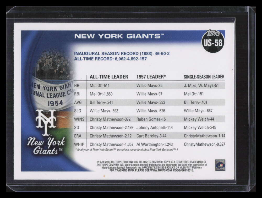 2010 Topps Update us58b New York Giants VAR SP Photo Variation