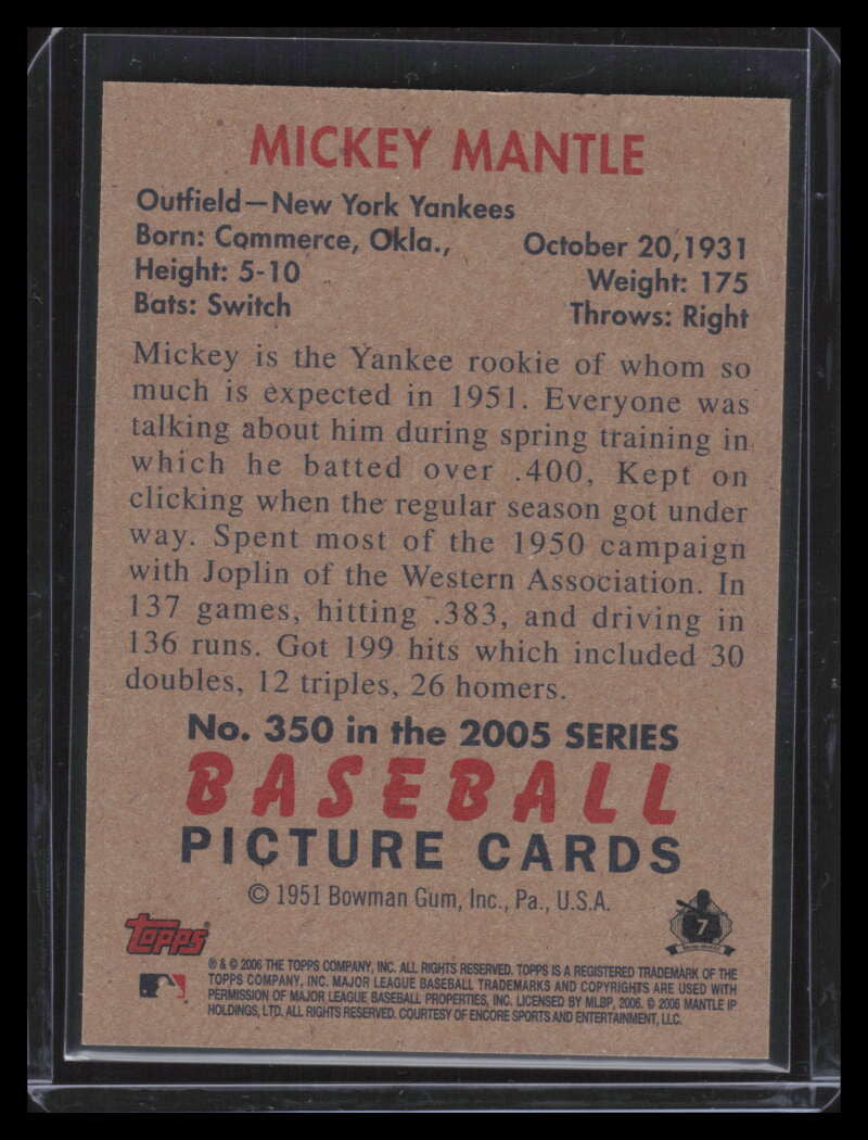 2005 Bowman Heritage 350 Mickey Mantle ID: 151457