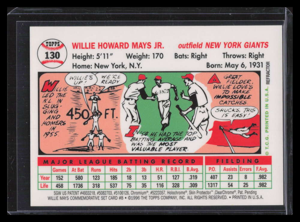 1997 Topps Mays Finest Refractor 8 Willie Mays 1956 140754