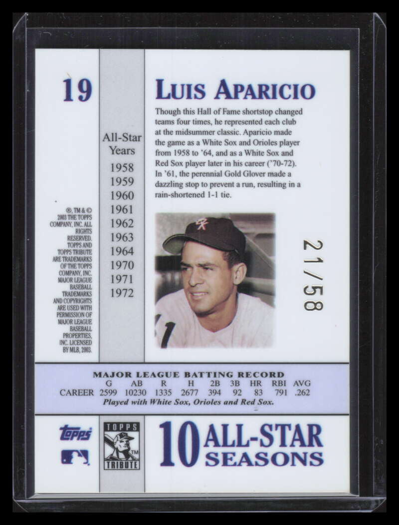 2003 Topps Tribute Perennial All-Star Gold 19 Luis Aparicio 21/58