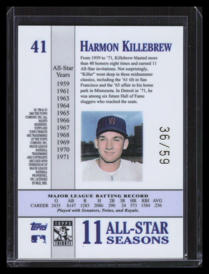 2003 Topps Tribute Perennial All-Star Gold 41 Harmon Killebrew 36/59