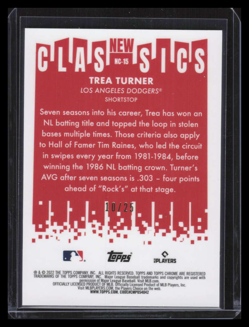 SOLD 151546 2022 Topps Chrome New Classics Orange Refractor nc15 Trea Turner 10/25