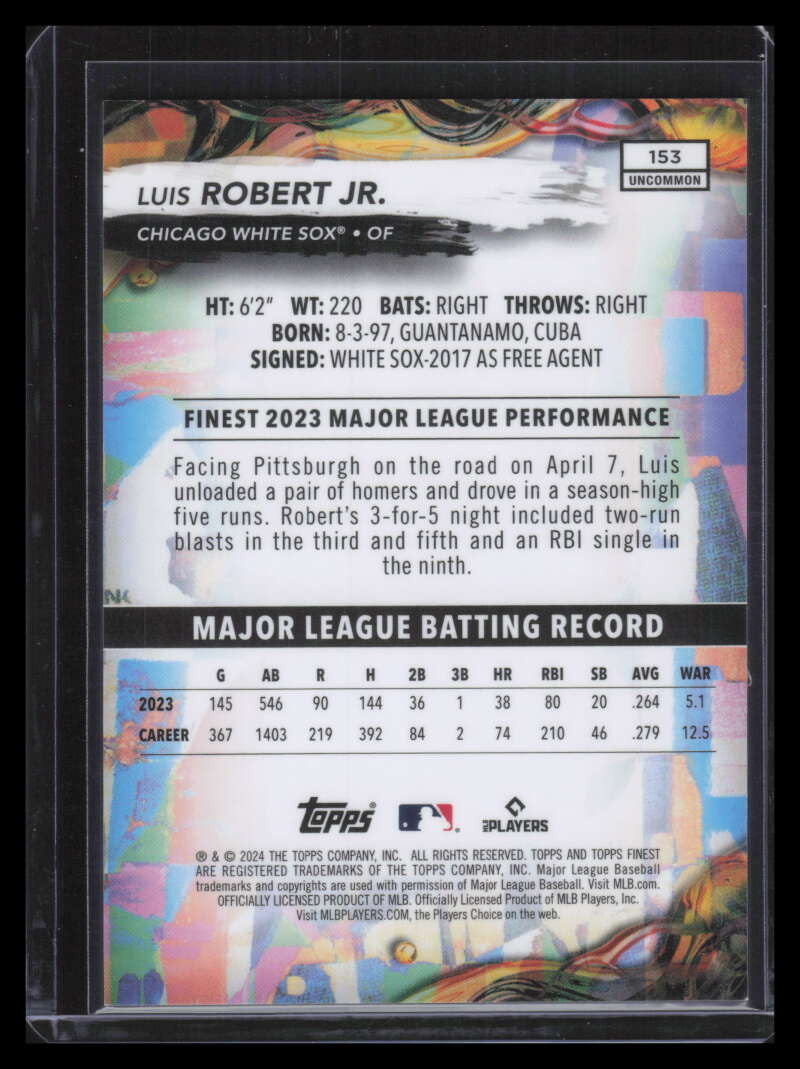 2024 Finest Black Refractor 153 Luis Robert Jr. 10/15 Uncommon