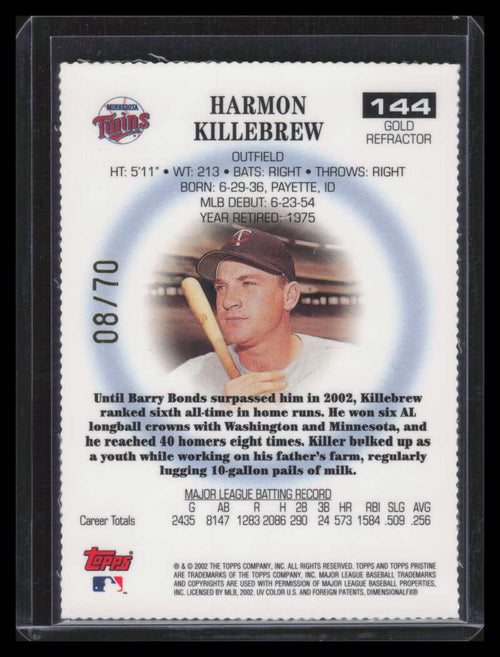 2002 Topps Pristine Gold Refractor 144 Harmon Killebrew 8/70