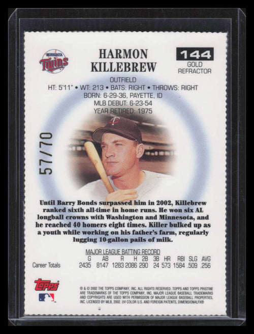 2002 Topps Pristine Gold Refractor 144 Harmon Killebrew 57/70