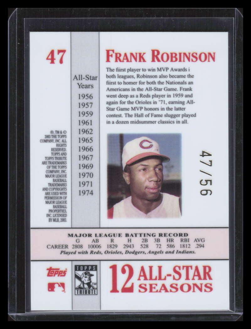 SOLD 151570 2003 Topps Tribute Perennial All-Star Gold 47 Frank Robinson 47/56