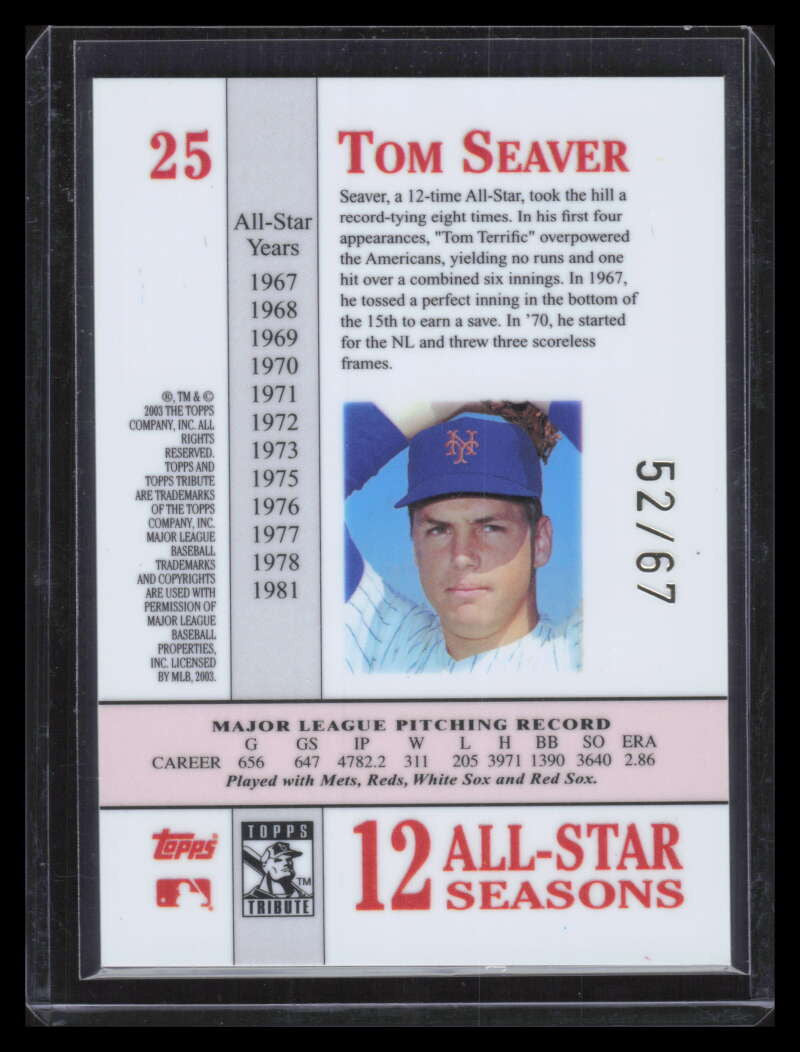 SOLD 151572 2003 Topps Tribute Perennial All-Star Gold 25 Tom Seaver 52/67