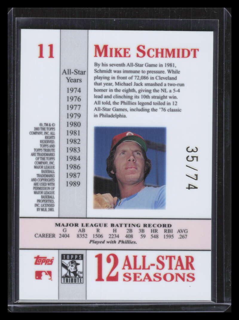 2003 Topps Tribute Perennial All-Star Gold 11 Mike Schmidt 35/74