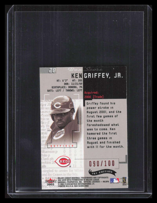 2002 Fleer Box Score Classic Miniatures First Edition 28 Ken Griffey Jr. 90/100