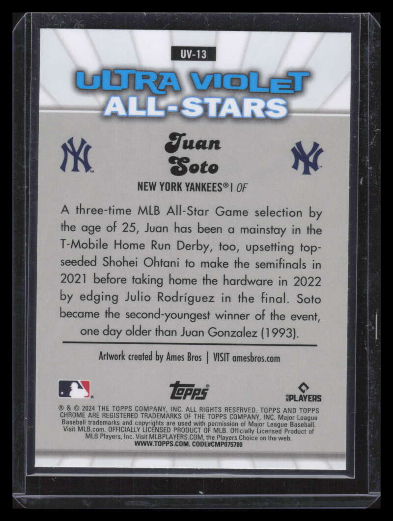 DELETE 151600 2024 Topps Chrome Ultra Violet All Stars uv13 Juan Soto