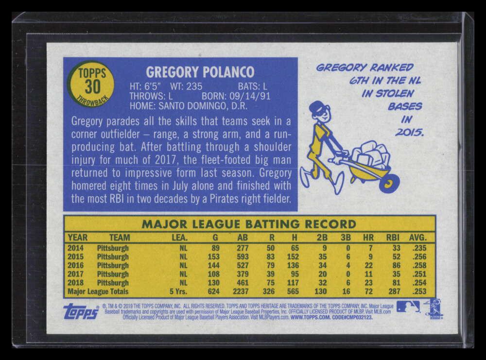 2019 Topps Heritage Throwback Variations 30 Gregory Polanco SP