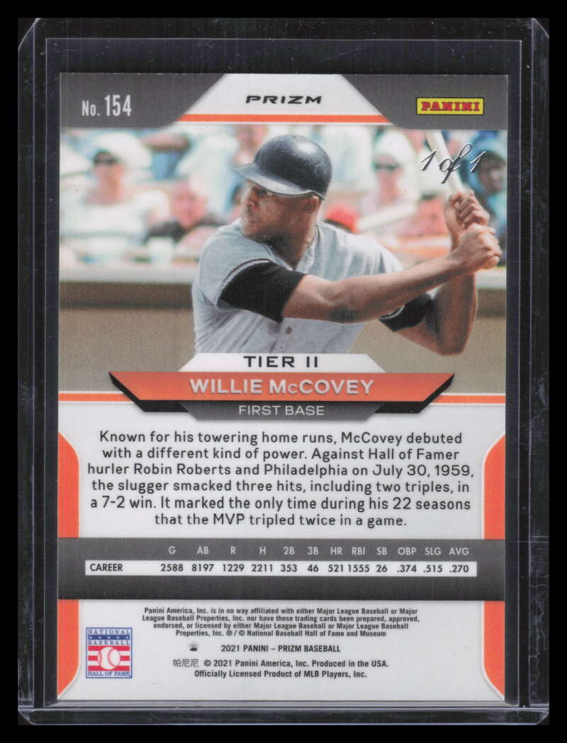 2021 Panini Prizm Prizms Gold Vinyl 154 Willie McCovey 1/1