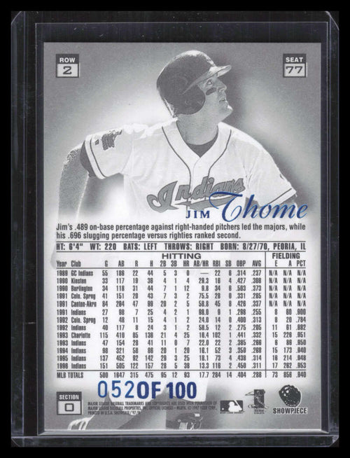1997 Flair Showcase Legacy Collection Row 2 77 Jim Thome 52/100
