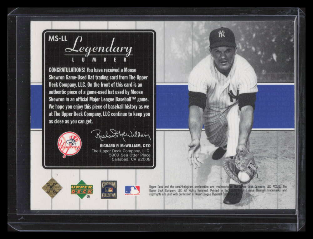 2000 Upper Deck Yankees Legends Legendary Lumber Gold Moose Skowron Bat 140458