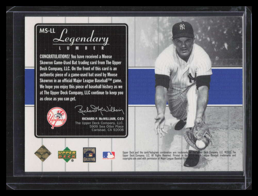 2000 Upper Deck Yankees Legends Legendary Lumber Gold Moose Skowron Bat 140461