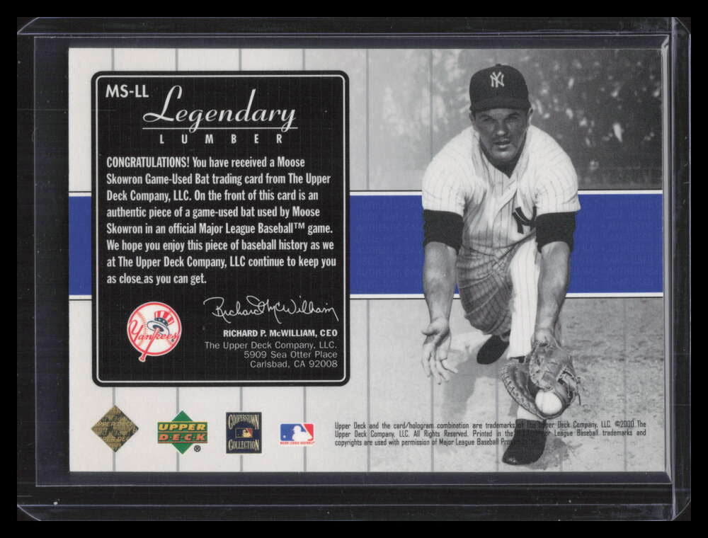 2000 Upper Deck Yankees Legends Legendary Lumber Gold Moose Skowron Bat 140462