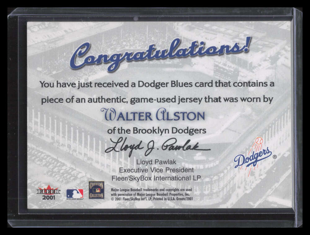 2001 Greats of the Game Dodger Blues 1 Walter Alston Jersey