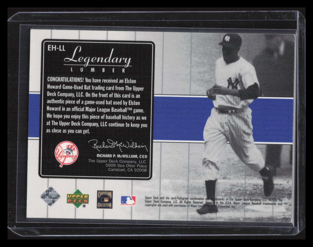 2000 Upper Deck Yankees Legends Legendary Lumber EHLL Elston Howard Bat 140599