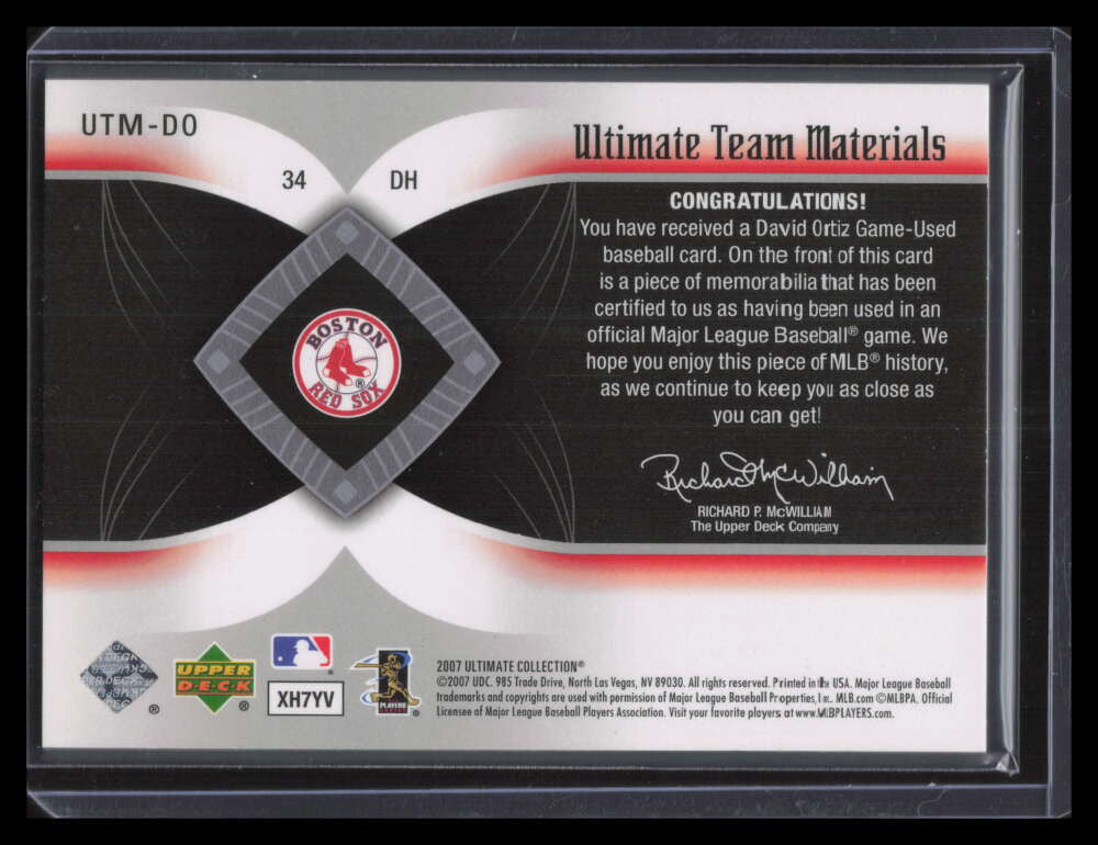 2007 Ultimate Collection Ultimate Team Materials DO David Ortiz Jersey 39/50